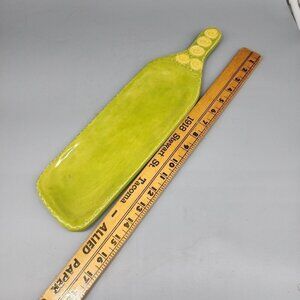 Counter Art "Vineyard" Ceramic Cheese Board Wine Bottle Shaped 16'' Green Yellow